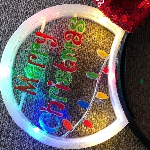 Disney Inspired LIGHT UP Christmas 3D Printed Minnie Ears - NWOT